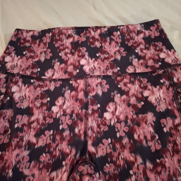 Brisos Floral Pink Women's Athletic Legging Shorts - Picture 3 of 7